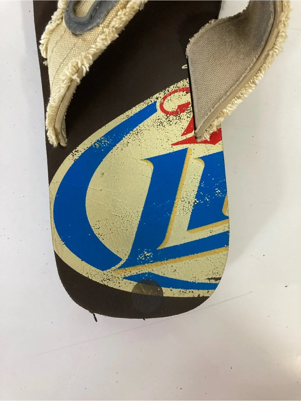 MILLER LITE Sandals Men 8 Brown Canavas Thong Beige Logo Graphic